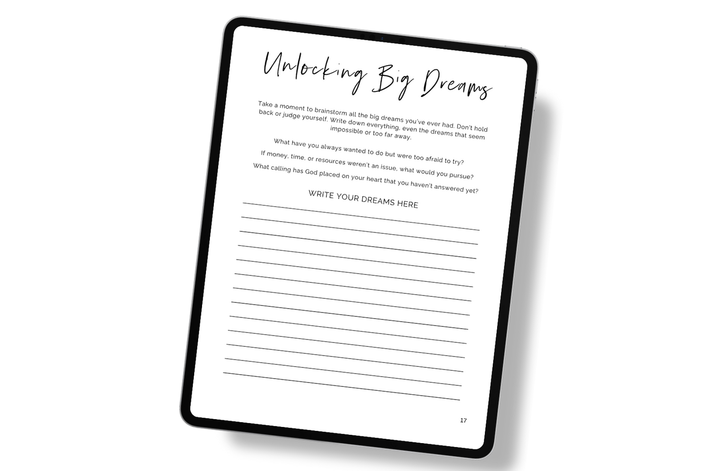 Dreams and Visions Workbook: Plan, Reflect, Take Action with Faith and Purpose - Digital Download